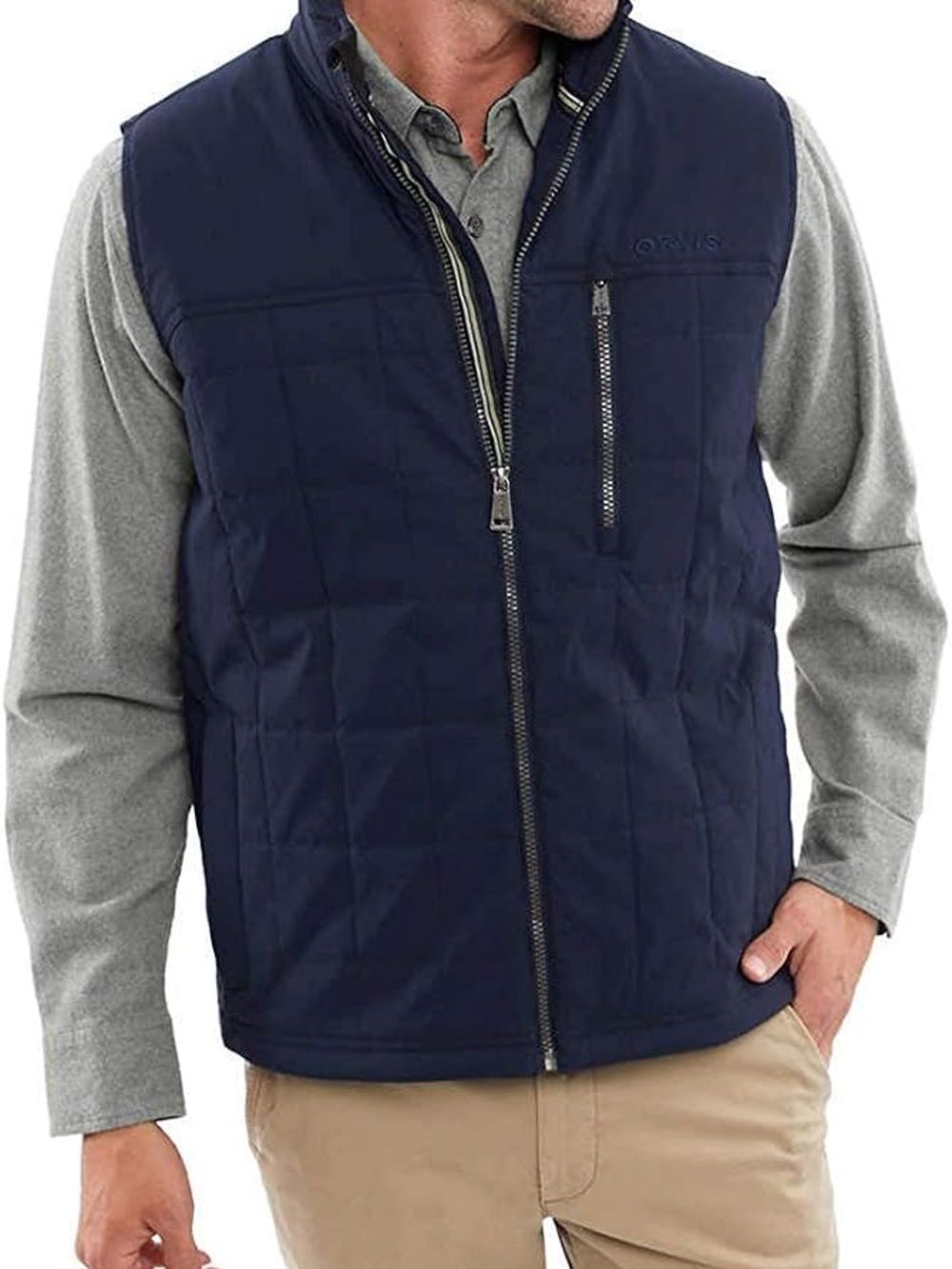 Orvis Quilted Navy Men's Vest with Zipper Size L NWOT